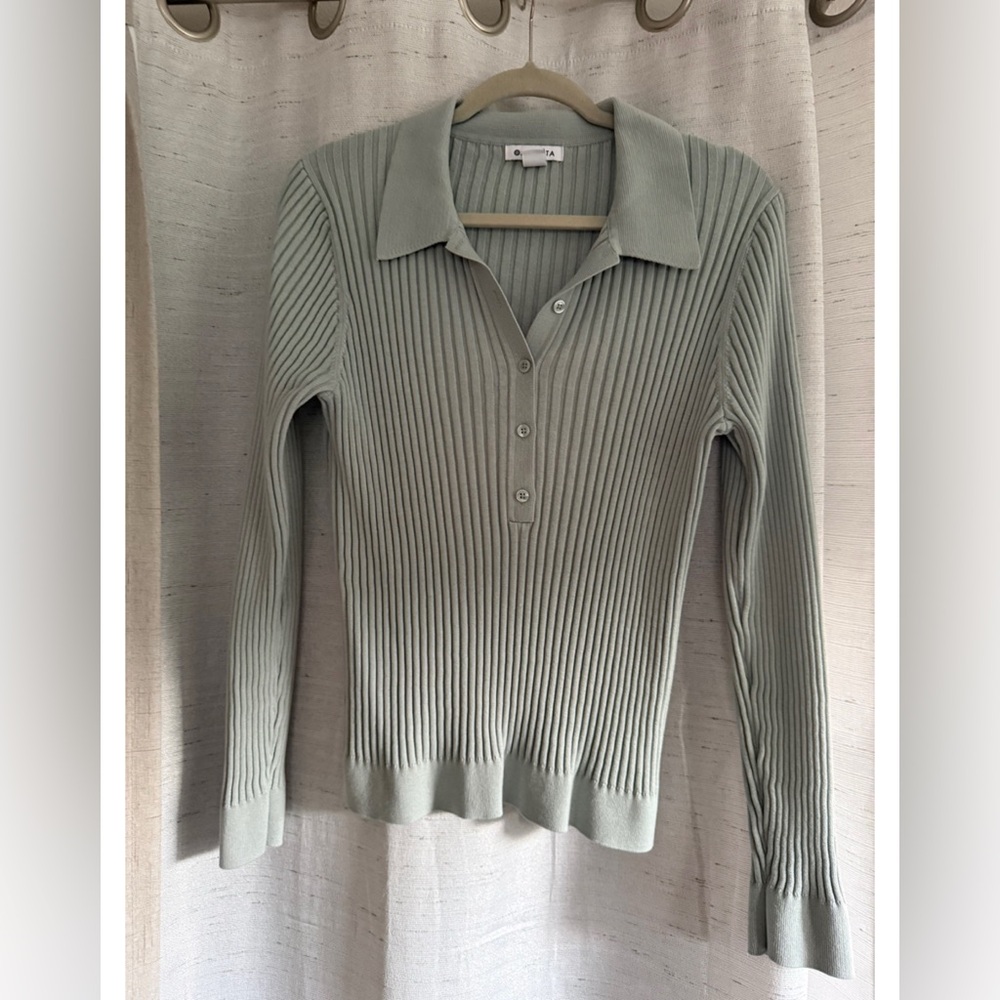 Athleta V-NeckRibbed Sweater - Soft Green